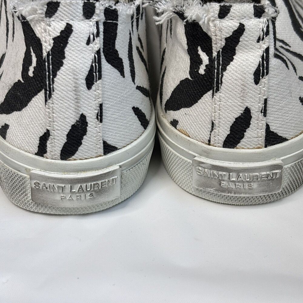 Saint Laurent Paris Zebra Print Low Top Sneakers Canvas Shoes New Box Dust Bag - Picture 7 of 16